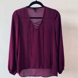 AQUA - Purple Long Sleeve Blouse